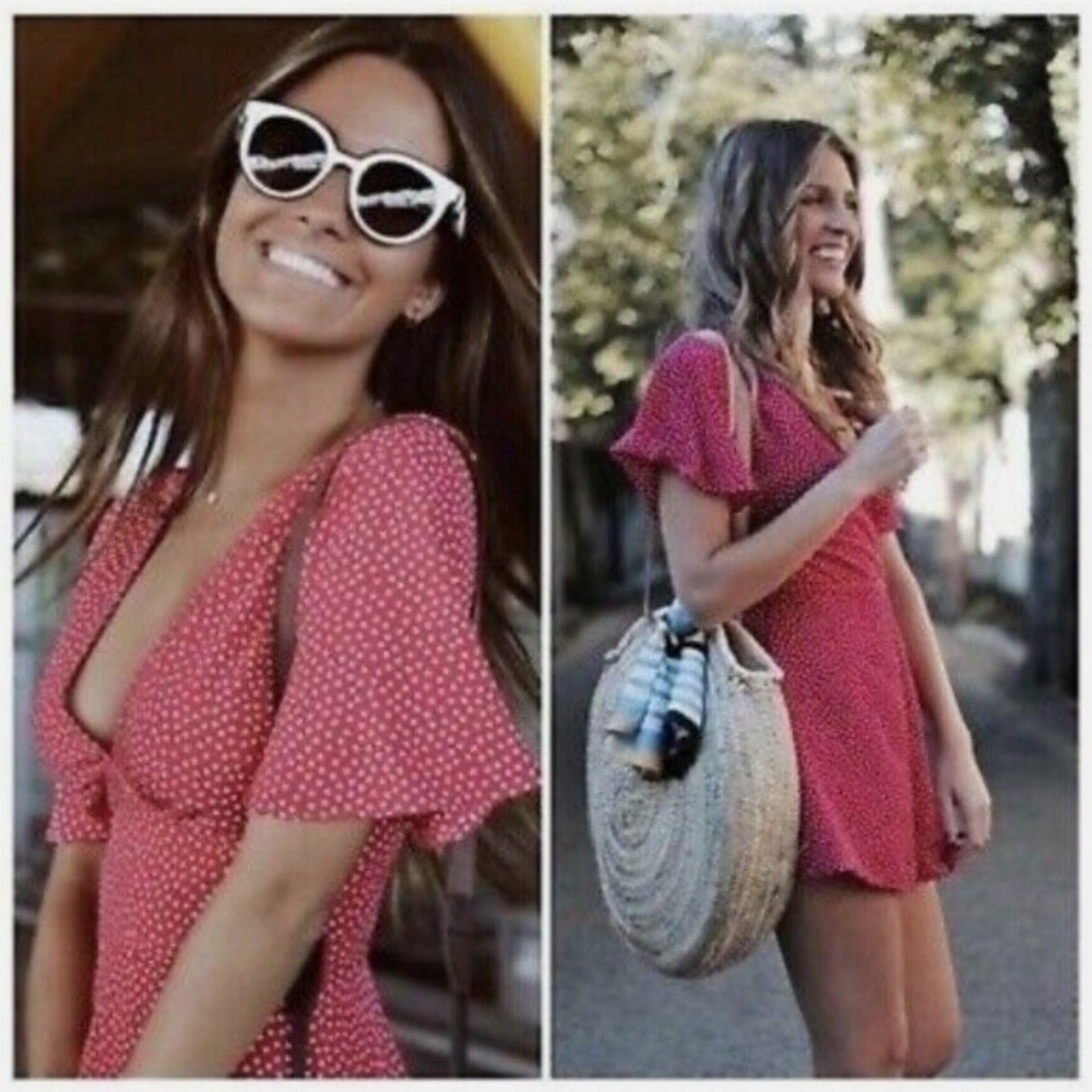 Zara Pink Polka Mini Romper Dress